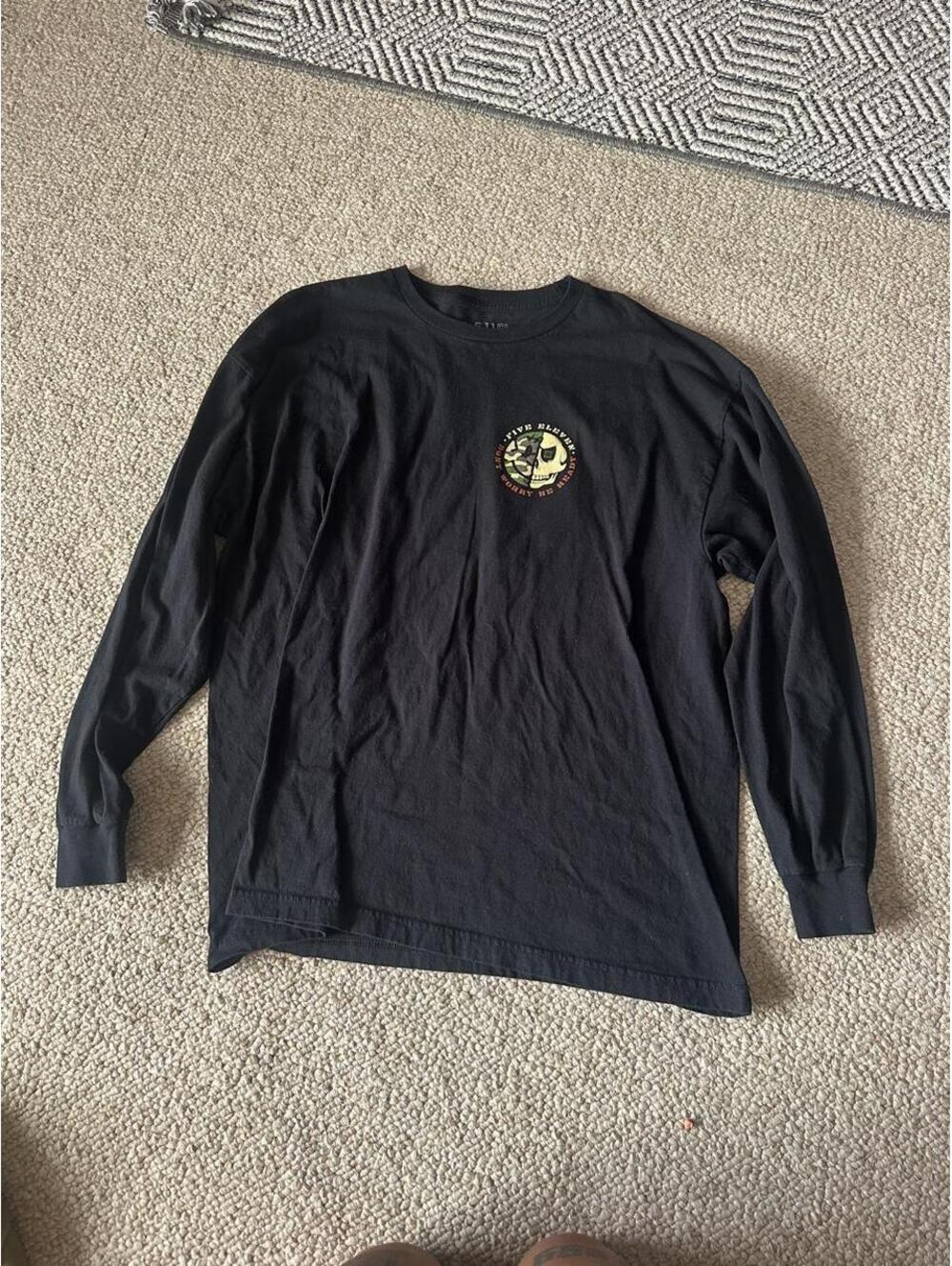 5.11 Tactical black long sleeve cotton shirt with skull graphic,